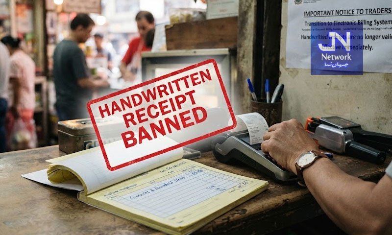 ہاتھ سے لکھی رسیدوں کے استعمال پر پابندی عائد